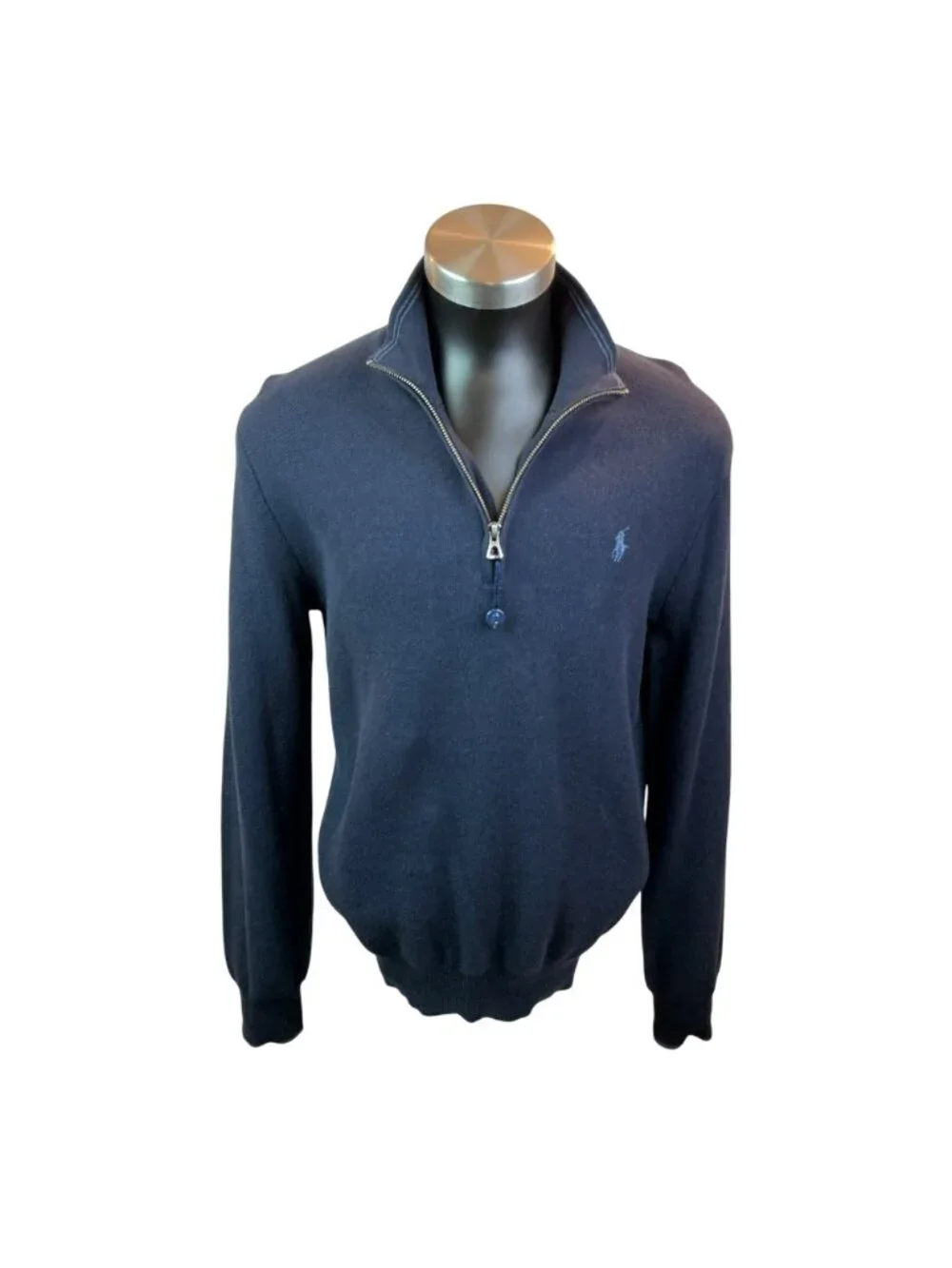 Polo Ralph Lauren Mens Large Navy Pima Cotton Half-Zip Sweater